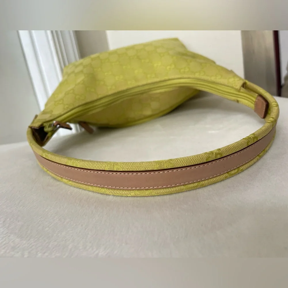 Gucci Lime Green Canvas Shoulder Bag EUC - Picture 5 of 16
